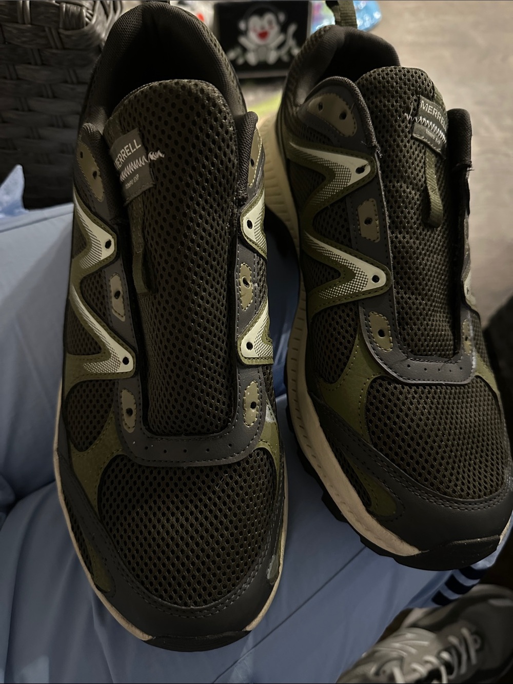 Merrell Men's Slip-On Sneaker in Olive Green and Black